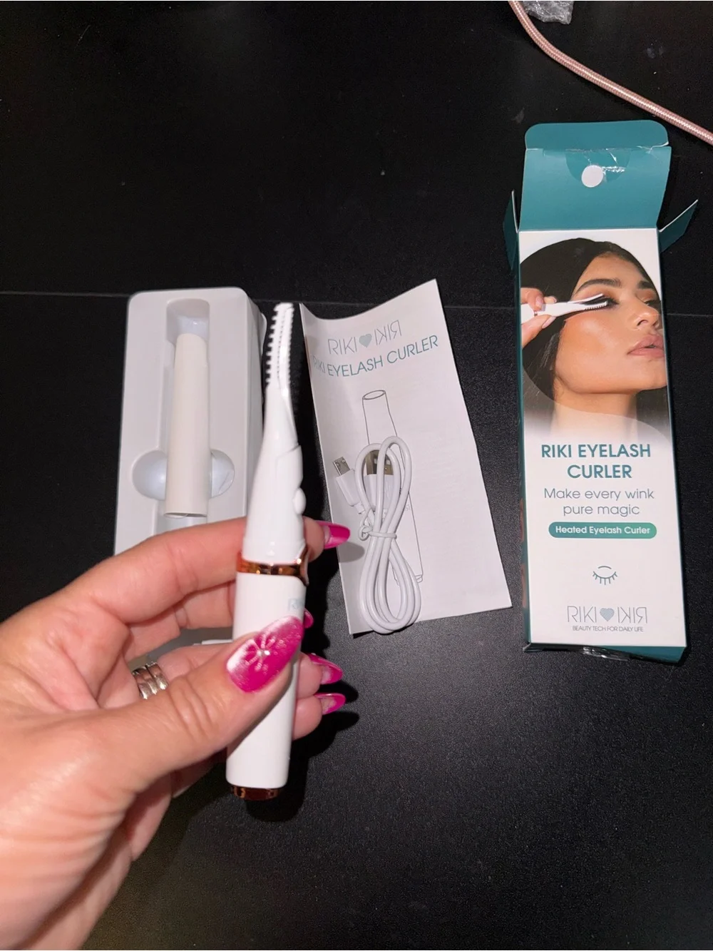 Heated Eyelash Curler — White with Teal Accents
